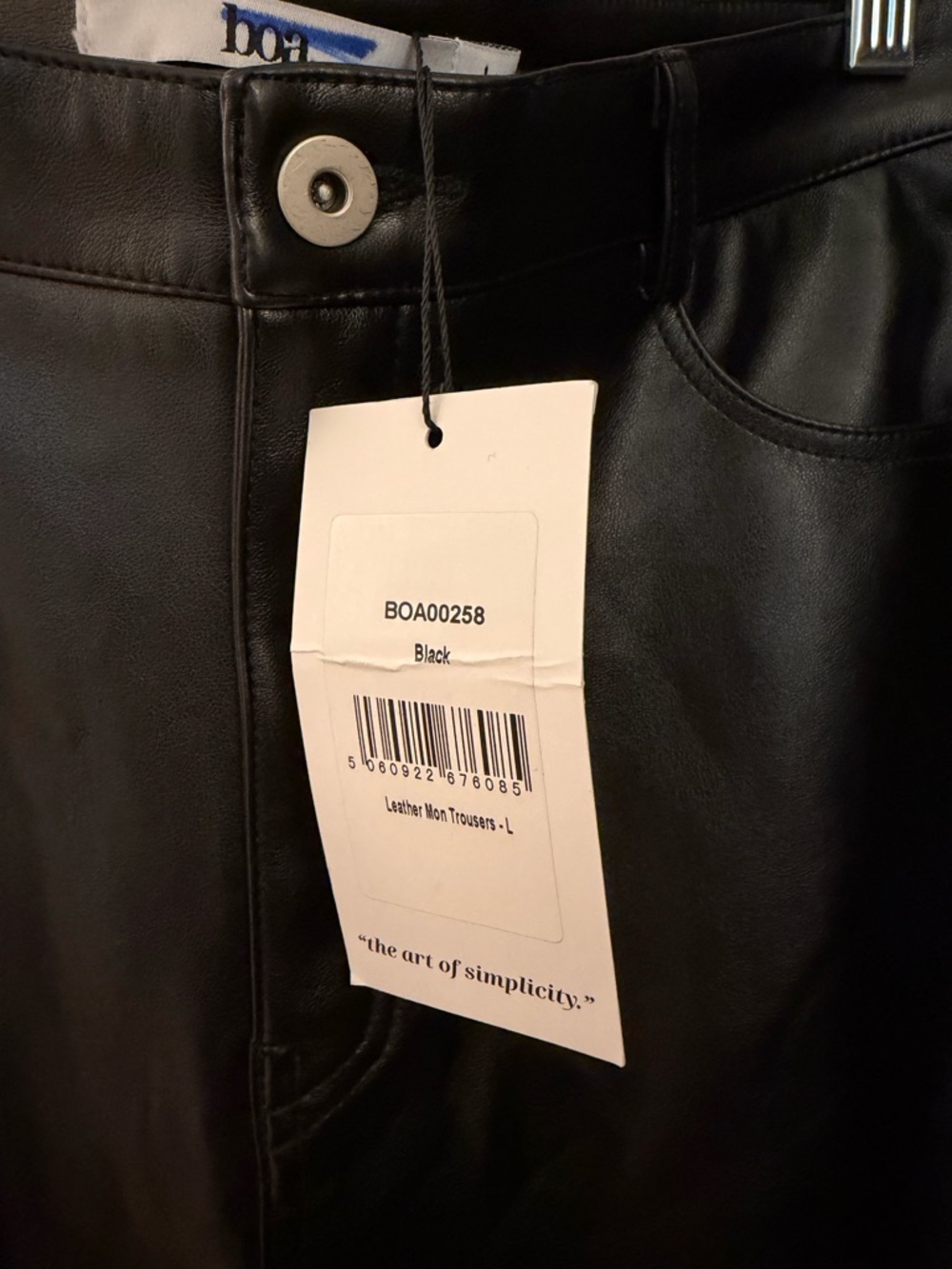 Boa. Because of Alice Faux “Leather Mon Trouser” High Waisted Straight Leg, L - Picture 5 of 12